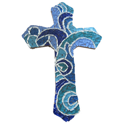 blue mosaic cross